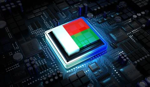 Computer processor with flag of Madagascar - 3D illustration イラスト素材