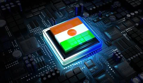 Computer processor with flag of Niger - 3D illustration イラスト素材