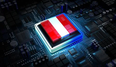 Computer processor with flag of Peru - 3D illustration Stock Illustration