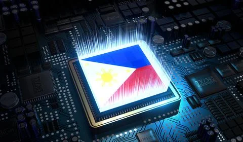 Computer processor with flag of Philippines - 3D illustration 스톡 일러스트