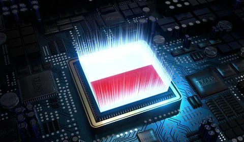 Computer processor with flag of Poland - 3D illustration Stock Illustration