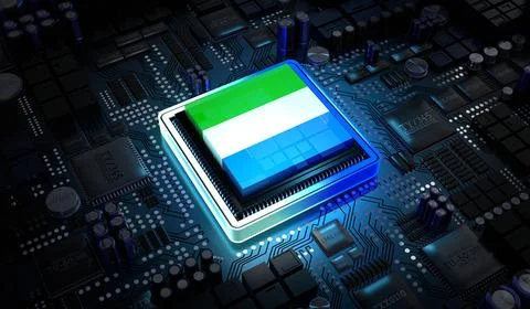 Computer processor with flag of Sierra Leone - 3D illustration Illustrazione stock