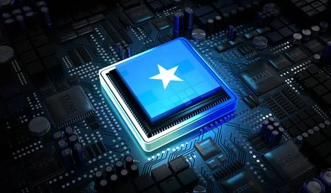 Computer processor with flag of Somalia - 3D illustration イラスト素材