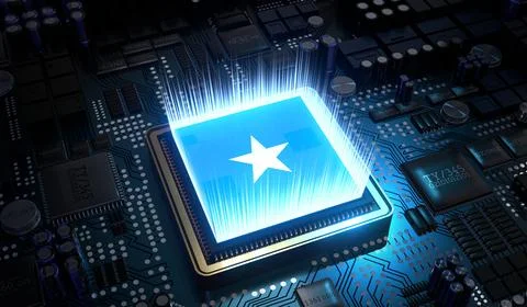 Computer processor with flag of Somalia - 3D illustration イラスト素材