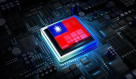 Computer processor with flag of Taiwan - 3D illustration イラスト素材