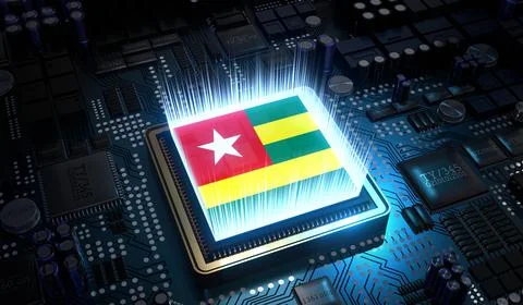 Computer processor with flag of Togo - 3D illustration Stock Illustration