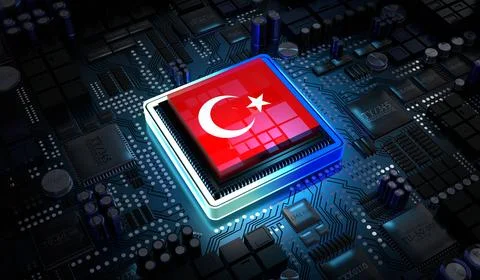 Computer processor with flag of Turkyie - 3D illustration イラスト素材