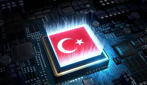 Computer processor with flag of Turkyie - 3D illustration 스톡 일러스트