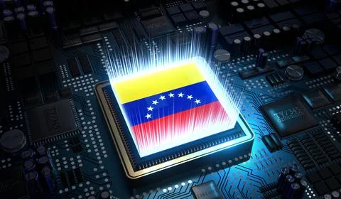 Computer processor with flag of Venezuela - 3D illustration イラスト素材