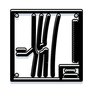 Computer processor hardware technology engineering outline icon イラスト素材