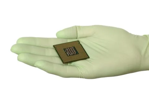 Computer processor in human hand 写真素材
