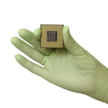 Computer processor in human hand 写真素材