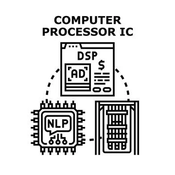 Computer processor ic data processing networking concept 库存插图