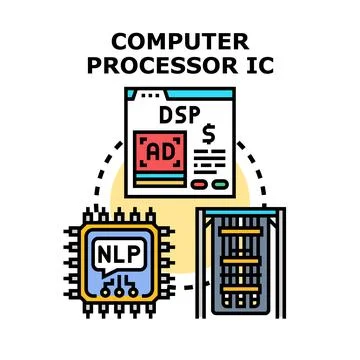 Computer processor ic data processing networking concept Illustrazione stock