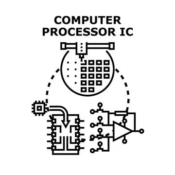 Computer processor ic manufacturing and chip technology concept Stock-Illustration