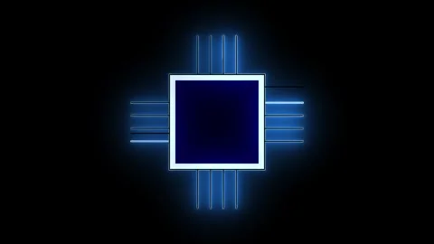 Computer processor icon animated on a black background. Stock Footage 274467505