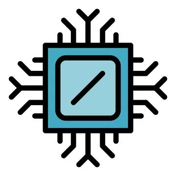 Computer processor icon color outline vector Illustrazione stock