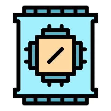 Computer processor icon color outline vector Illustrazione stock