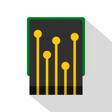 Computer processor icon, flat style イラスト素材