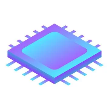 Computer processor icon, isometric style 스톡 일러스트