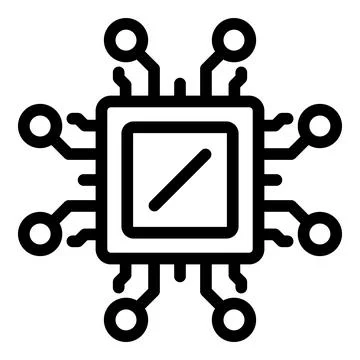 Computer processor icon outline vector. Laptop shop 库存插图