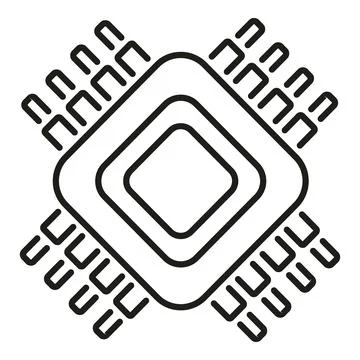 Computer processor icon representing microchip and electronic hardware Stock Illustration