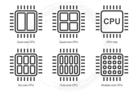 Computer Processor Icon Set 库存插图