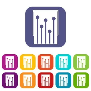 Computer processor icons set flat 스톡 일러스트