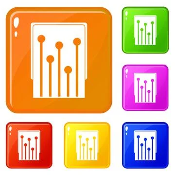 Computer processor icons set vector color 스톡 일러스트