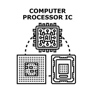 Computer processor integrated circuit with artificial intelligence concept Stock Illustration
