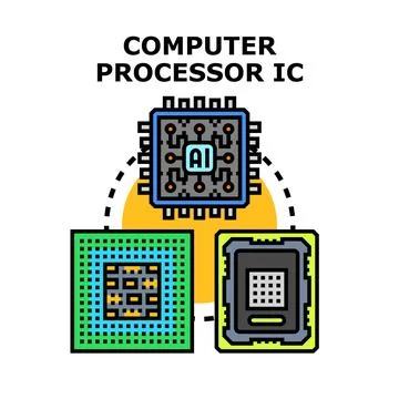 Computer processor integrated circuit with artificial intelligence concept 스톡 일러스트
