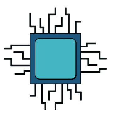Computer processor isolated icon design Stock Illustration