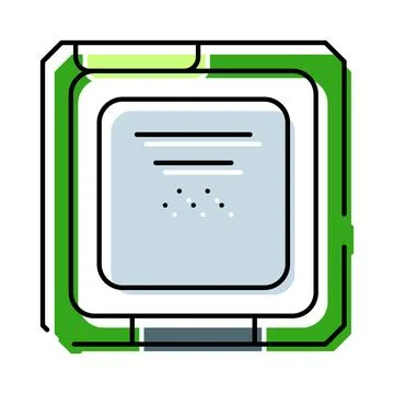 Computer processor microchip central processing unit icon 스톡 일러스트