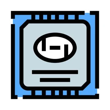 Computer processor microchip central processing unit icon Stock Illustration