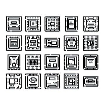 Computer processor microchip central processing unit technology Illustrazione stock