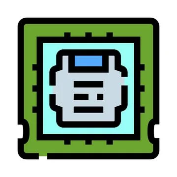 Computer processor microchip hardware computing technology icon 스톡 일러스트
