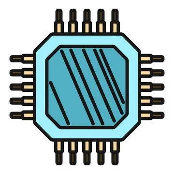 Computer processor microchip hardware computing technology icon Illustration