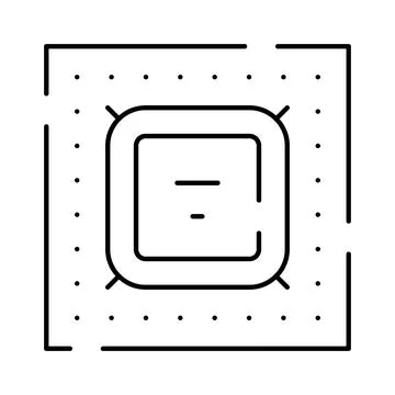 Computer processor microchip hardware electronic component icon 库存插图