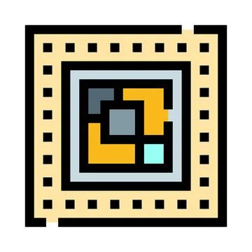 Computer processor microchip hardware icon symbol 스톡 일러스트