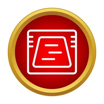 Computer processor microchip hardware icon on red circle Illustrazione stock