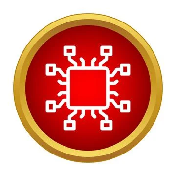 Computer processor microchip hardware technology icon button Stock Illustration
