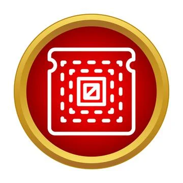 Computer processor microchip icon in red circle Stockillustratie