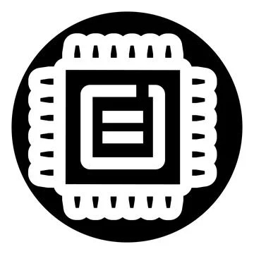 Computer processor microchip icon representing digital technology Ilustración de archivo