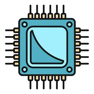 Computer processor microchip illustrating digital technology and hardware Stock Illustration