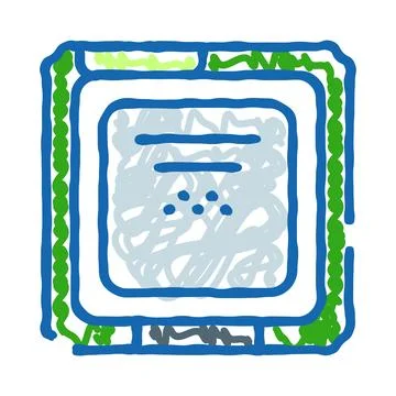 Computer processor microchip integrated circuit icon design Illustrazione stock