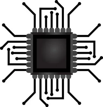 Computer processor, microchip. Vector illustration. 库存插图