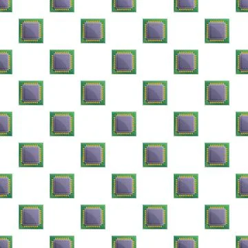 Computer processor microchips forming digital technology seamless pattern Illustrazione stock