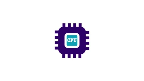 Computer processor with microcircuits CPU icon isolated on background Stock Footage 263802476