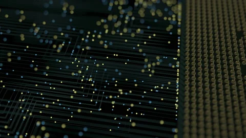A computer processor with millions of connections and signals. Technology cpu ba Stock Footage 188547437