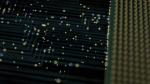 A computer processor with millions of connections and signals. Technology cpu ba Stock Footage 191512215
